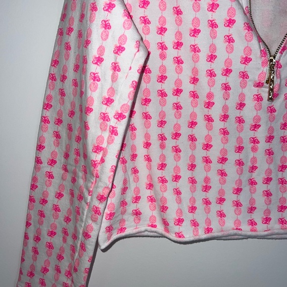 Lilly Pulitzer UPF 50+ RONAN CROPPED POPOVER Pink Topaz pullover small - Picture 5 of 7